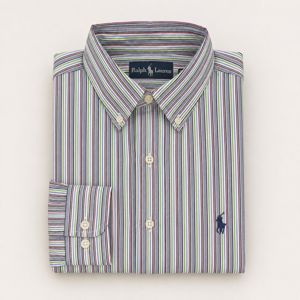 Ralph Lauren Classic Men's XL 17.5 x 34-35 Long Sleeve Striped Multi Dress Shirt
